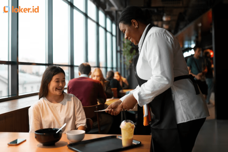 Waitress Menyajikan Hidangan